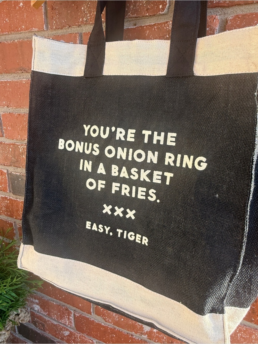 Easy- Tiger Black & Natural Canvas Tote Bag. SO FUN!